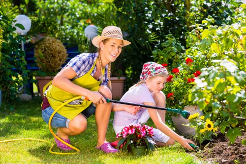 Professional landscape gardeners at work in Crouch End