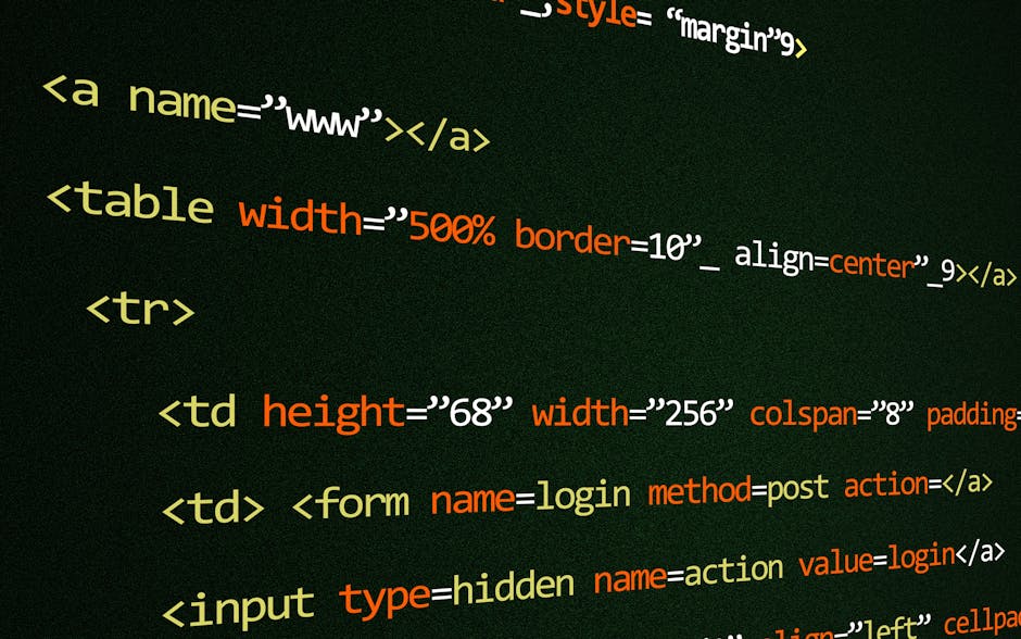 The image displays a close-up of a computer screen with lines of colorful programming code in various colors including orange, pink, green, and yellow on a dark background. The code appears to be Java